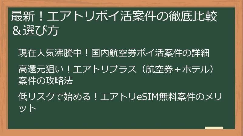 最新！エアトリポイ活案件の徹底比較＆選び方