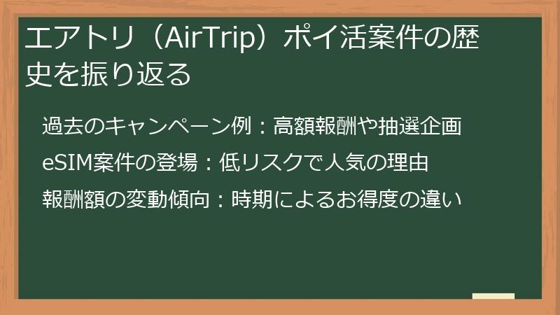 エアトリ（AirTrip）ポイ活案件の歴史を振り返る