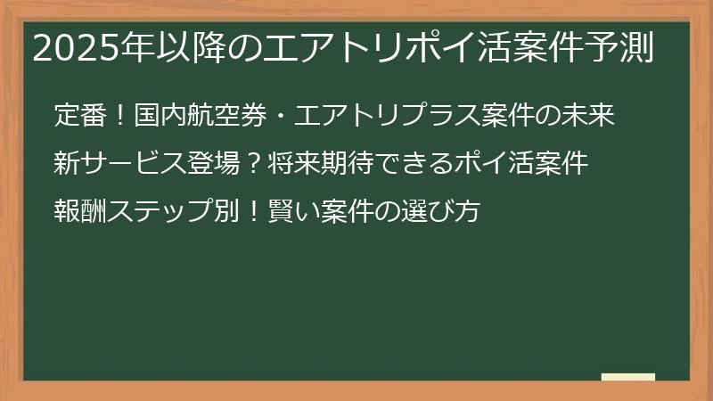 2025年以降のエアトリポイ活案件予測