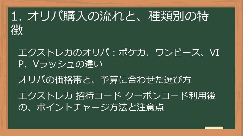 1. オリパ購入の流れと、種類別の特徴