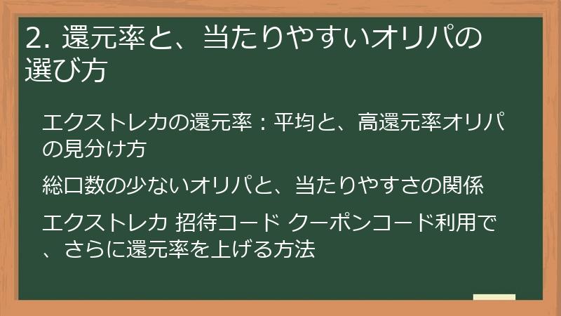 2. 還元率と、当たりやすいオリパの選び方