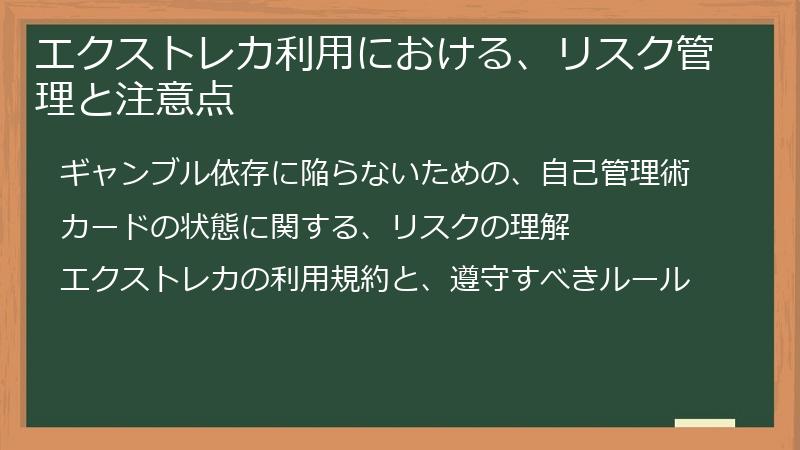 エクストレカ利用における、リスク管理と注意点