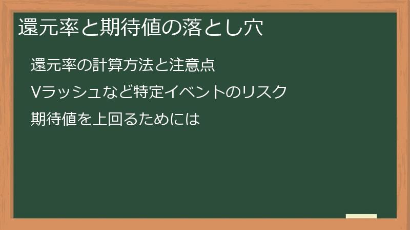 還元率と期待値の落とし穴