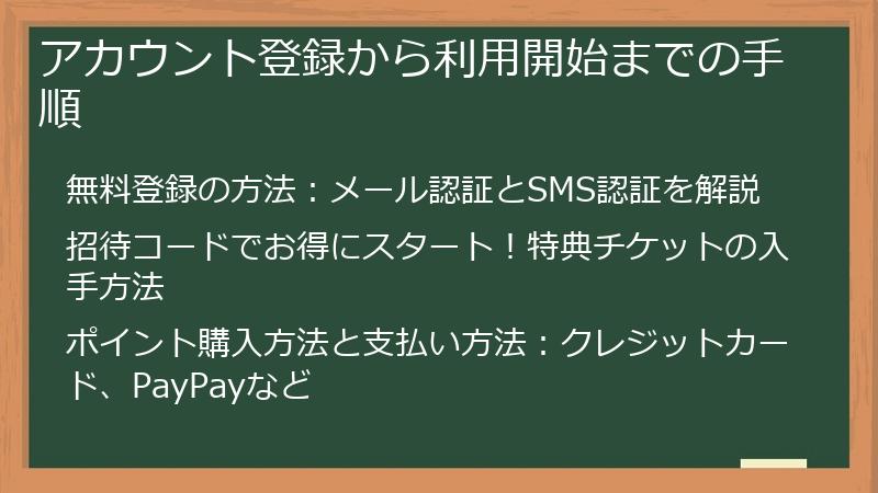 アカウント登録から利用開始までの手順