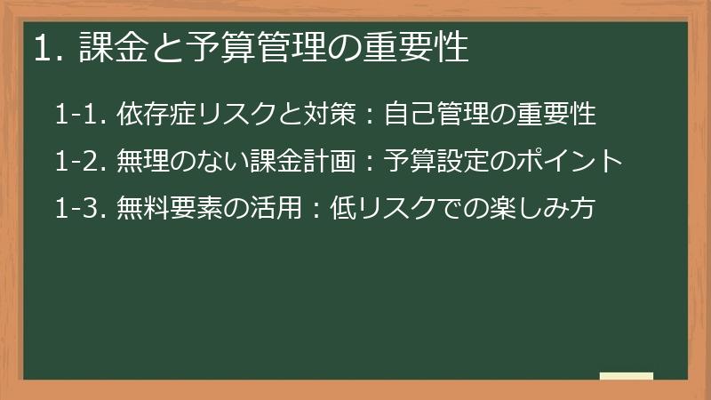 1. 課金と予算管理の重要性