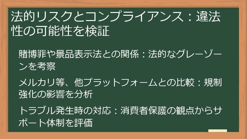 法的リスクとコンプライアンス：違法性の可能性を検証