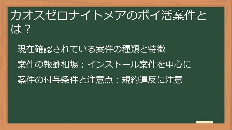 カオスゼロナイトメアのポイ活案件とは？