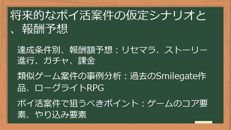 将来的なポイ活案件の仮定シナリオと、報酬予想