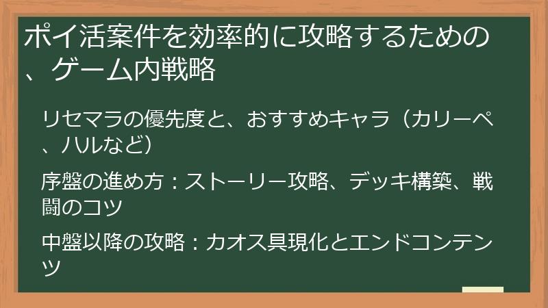 ポイ活案件を効率的に攻略するための、ゲーム内戦略