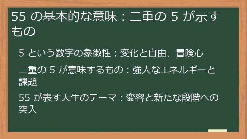 55 の基本的な意味：二重の 5 が示すもの
