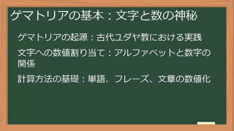 ゲマトリアの基本:文字と数の神秘