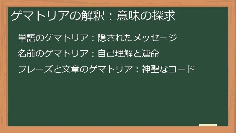 ゲマトリアの解釈:意味の探求