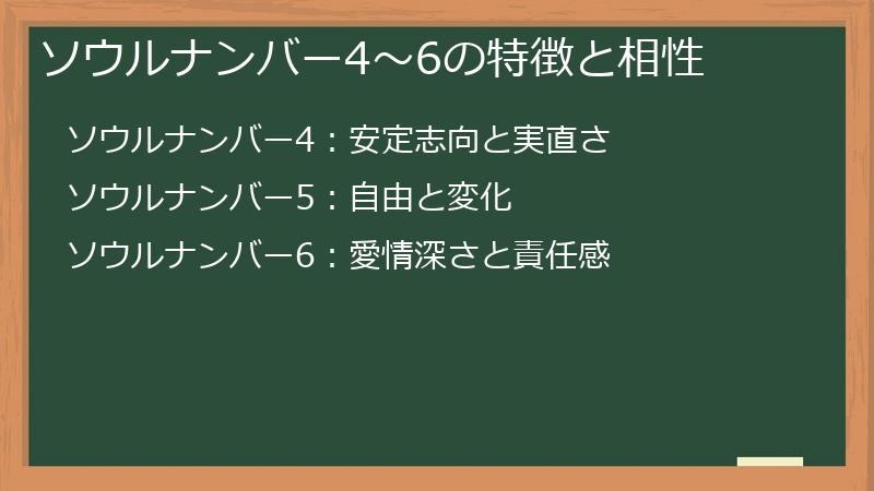 ソウルナンバー4~6の特徴と相性