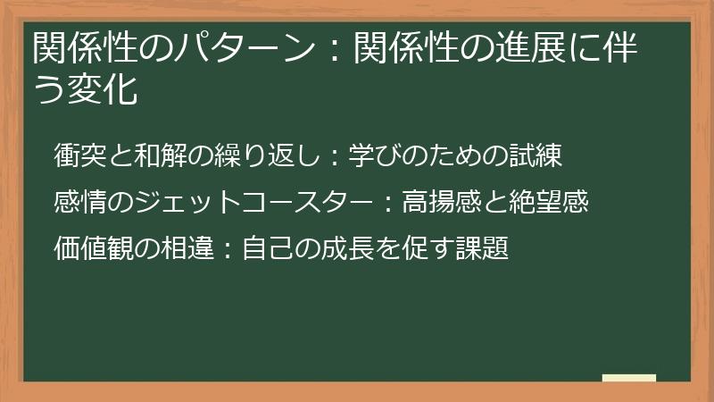 関係性のパターン：関係性の進展に伴う変化