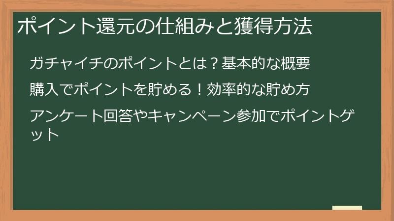 ポイント還元の仕組みと獲得方法