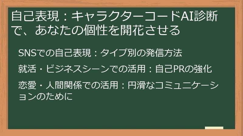 自己表現:キャラクターコードAI診断で、あなたの個性を開花させる
