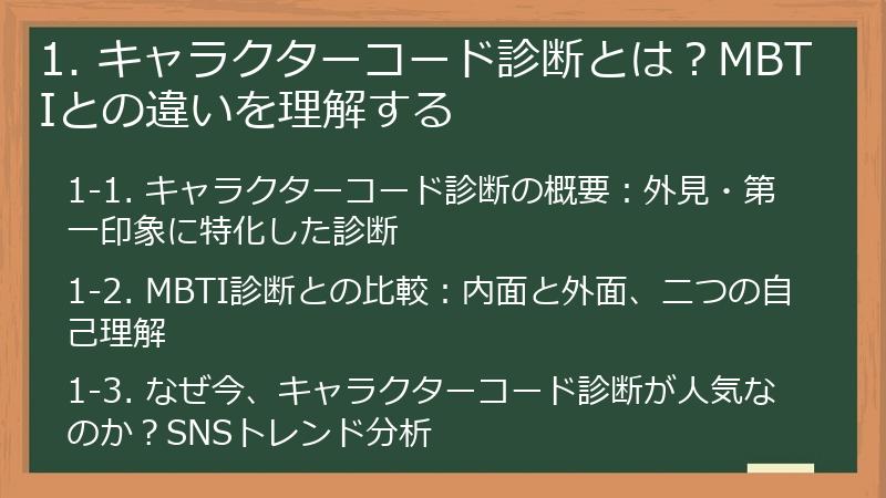 1. キャラクターコード診断とは?MBTIとの違いを理解する