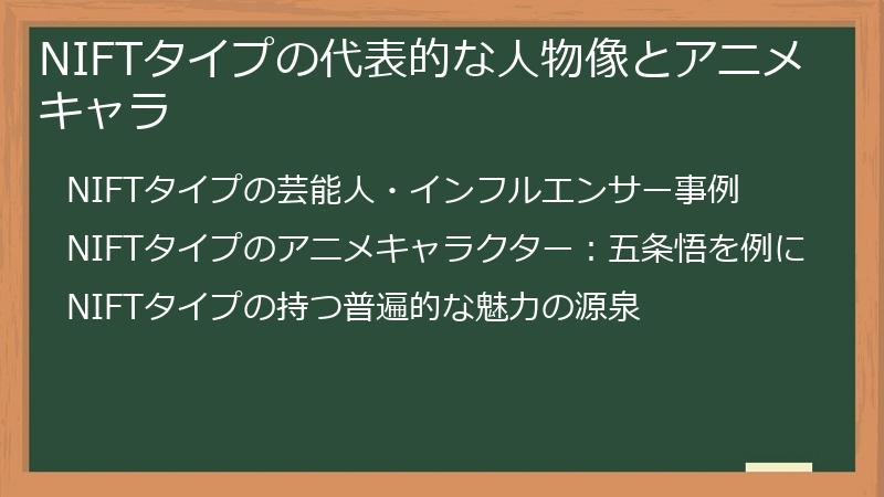 NIFTタイプの代表的な人物像とアニメキャラ