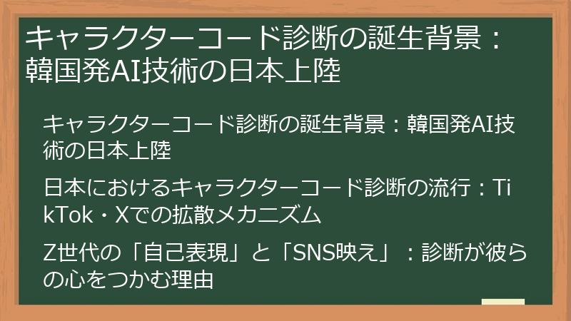 キャラクターコード診断の誕生背景：韓国発AI技術の日本上陸
