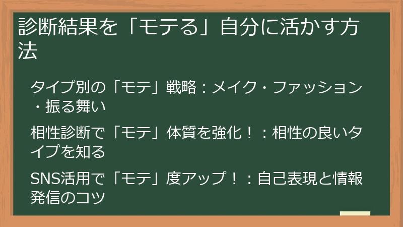 診断結果を「モテる」自分に活かす方法