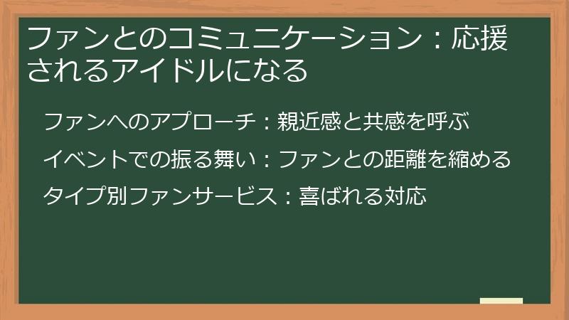 ファンとのコミュニケーション：応援されるアイドルになる