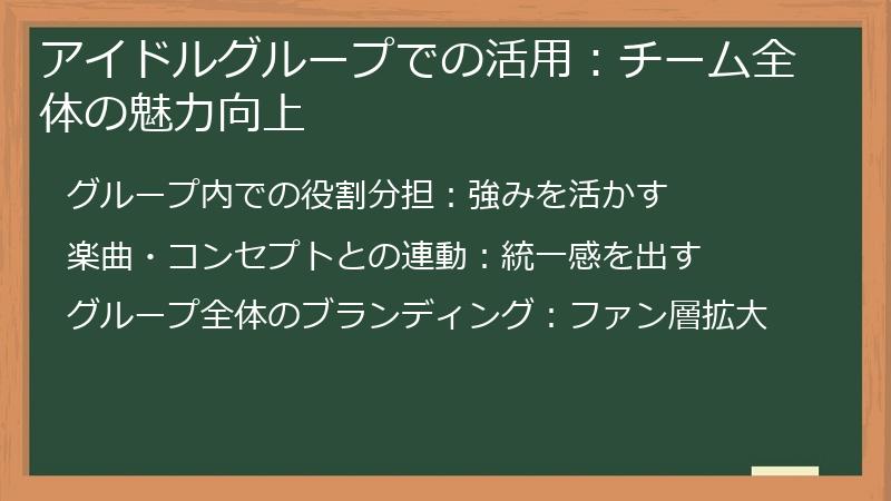 アイドルグループでの活用：チーム全体の魅力向上