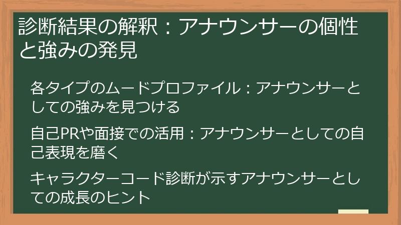 診断結果の解釈:アナウンサーの個性と強みの発見