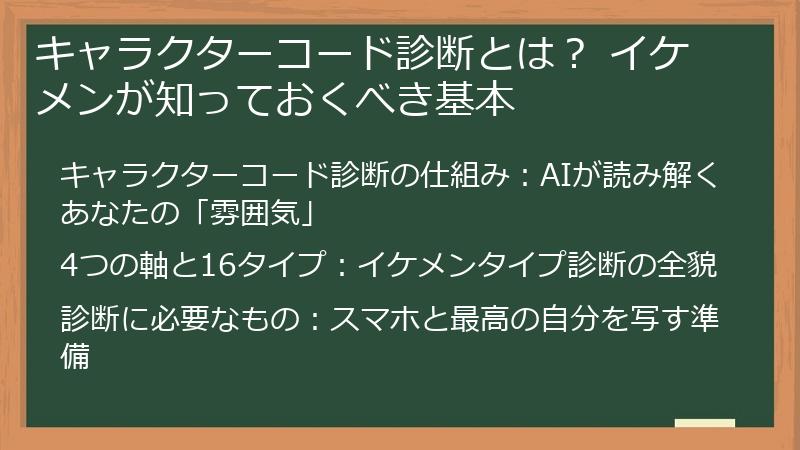 キャラクターコード診断とは? イケメンが知っておくべき基本