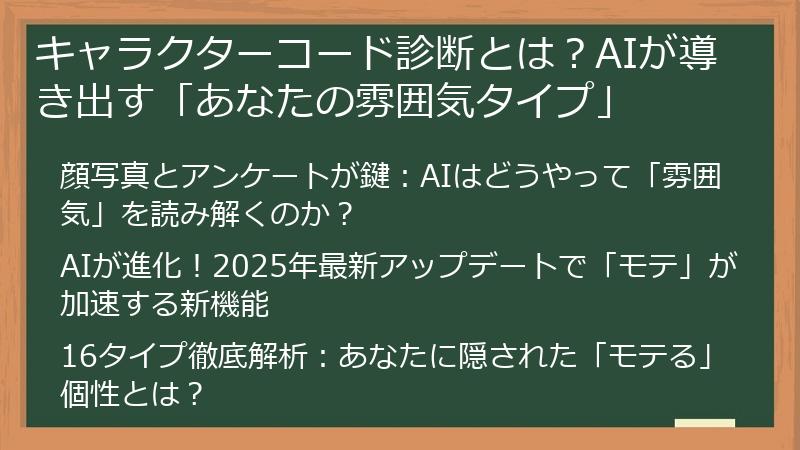 キャラクターコード診断とは？AIが導き出す「あなたの雰囲気タイプ」
