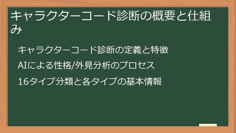 キャラクターコード診断の概要と仕組み
