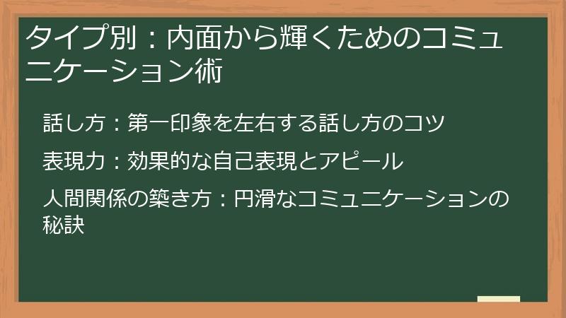 タイプ別：内面から輝くためのコミュニケーション術