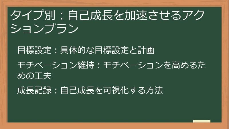タイプ別：自己成長を加速させるアクションプラン