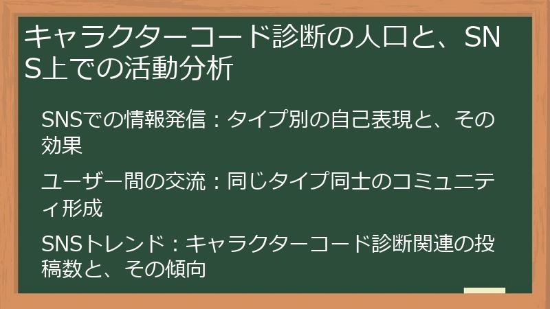 キャラクターコード診断の人口と、SNS上での活動分析