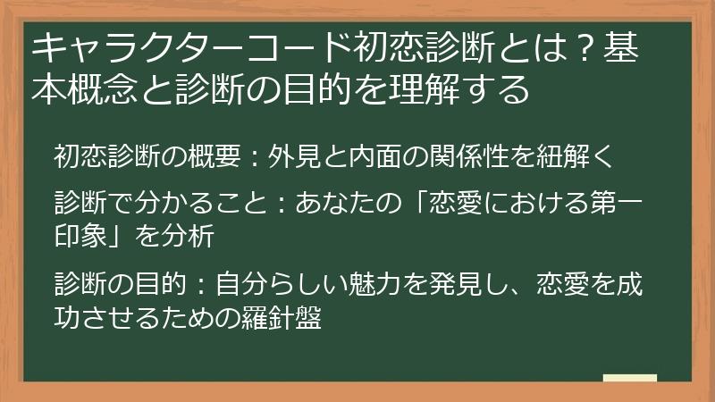キャラクターコード初恋診断とは？基本概念と診断の目的を理解する