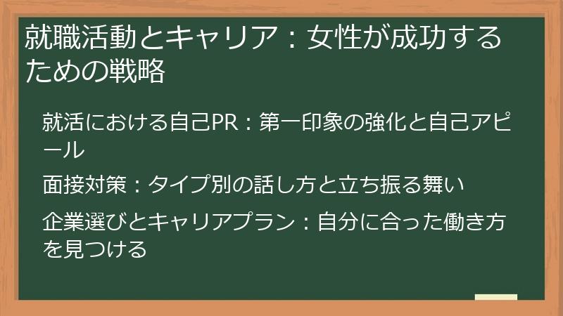 就職活動とキャリア：女性が成功するための戦略
