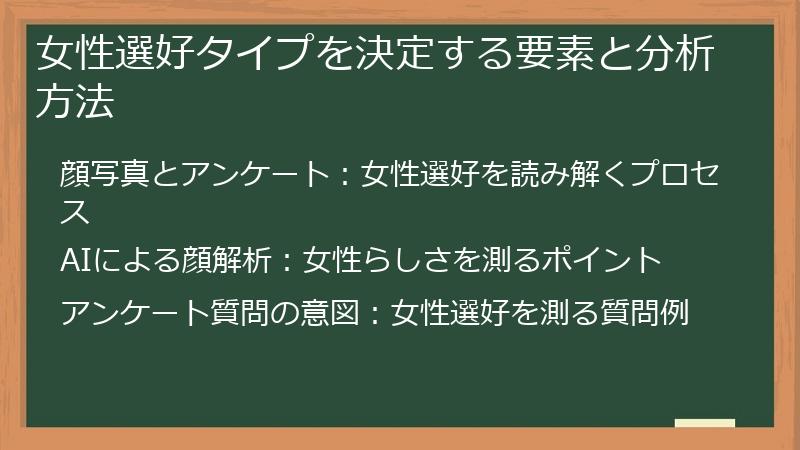 女性選好タイプを決定する要素と分析方法