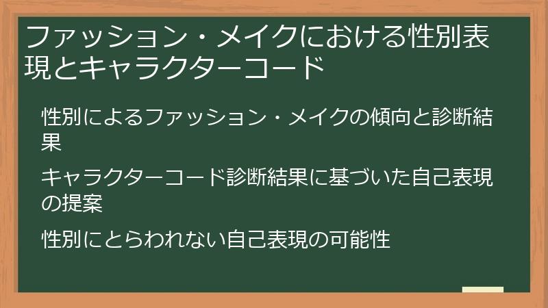 ファッション・メイクにおける性別表現とキャラクターコード