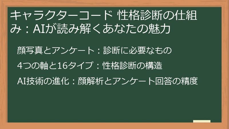 キャラクターコード 性格診断の仕組み:AIが読み解くあなたの魅力