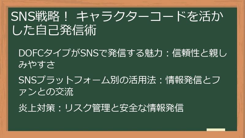 SNS戦略！ キャラクターコードを活かした自己発信術