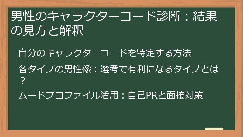 男性のキャラクターコード診断:結果の見方と解釈