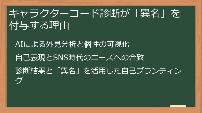 キャラクターコード診断が「異名」を付与する理由