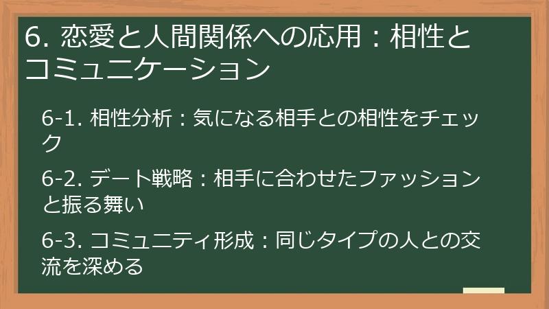 6. 恋愛と人間関係への応用：相性とコミュニケーション