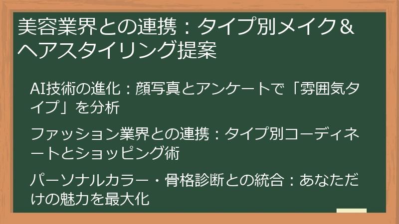 美容業界との連携：タイプ別メイク＆ヘアスタイリング提案