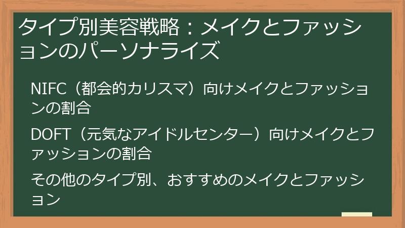タイプ別美容戦略：メイクとファッションのパーソナライズ
