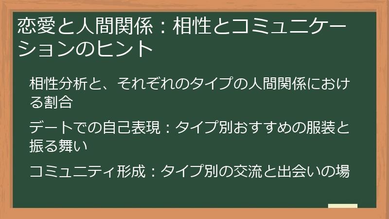 恋愛と人間関係：相性とコミュニケーションのヒント