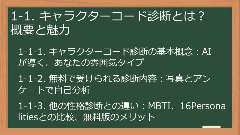 1-1. キャラクターコード診断とは？ 概要と魅力