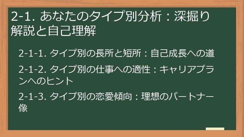 2-1. あなたのタイプ別分析：深掘り解説と自己理解