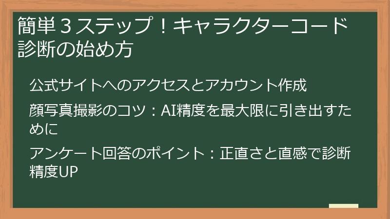 簡単３ステップ！キャラクターコード診断の始め方