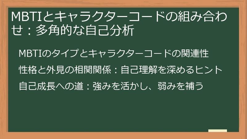MBTIとキャラクターコードの組み合わせ：多角的な自己分析