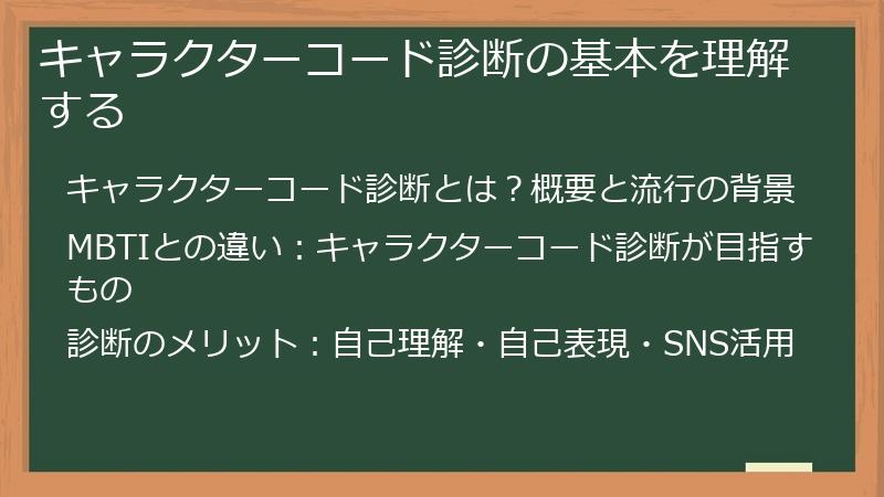 キャラクターコード診断の基本を理解する